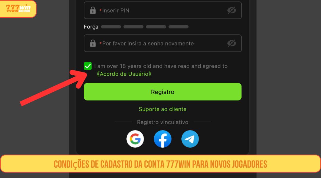 Condições de registro de conta 777WIN para iniciantes